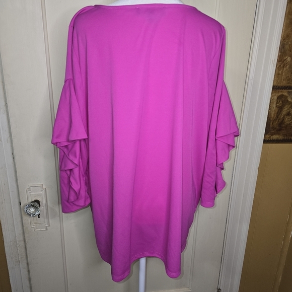 Eloquii Pink Layered Ruffled Sleeve Pullover Tunic Top Size 18/20 - Picture 6 of 7